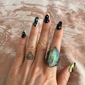 Crystals and Cats adjustable quartz ring